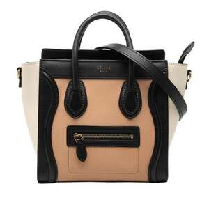 Celine Luggage Nano Shopper Handbag/Shoulder Bag, 2-Way, Beige, Black, White ...